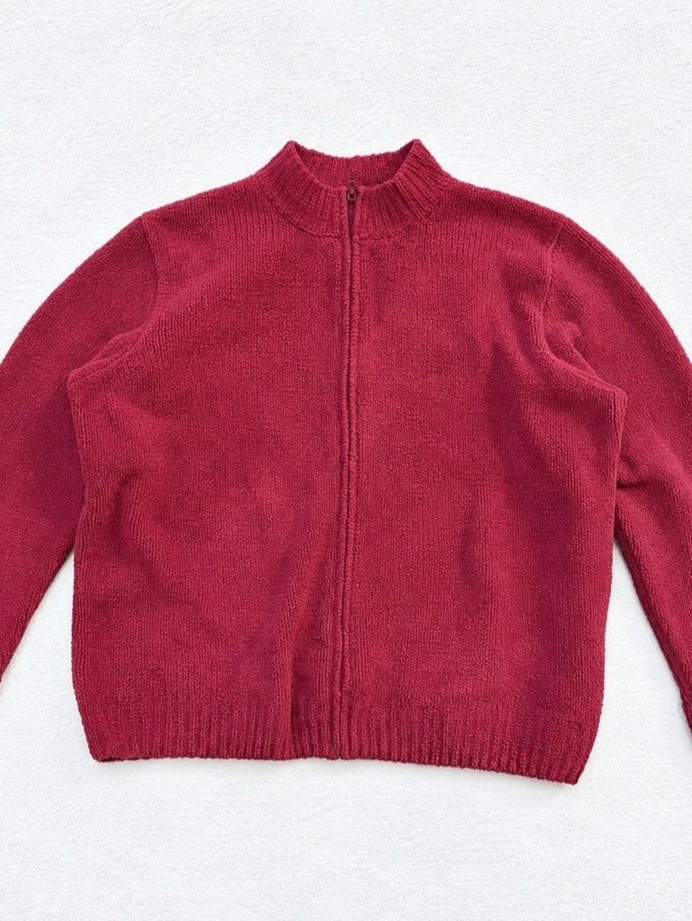 L.L.Bean Full Zip Mock Neck Fleece Jacket Red Women’s XL